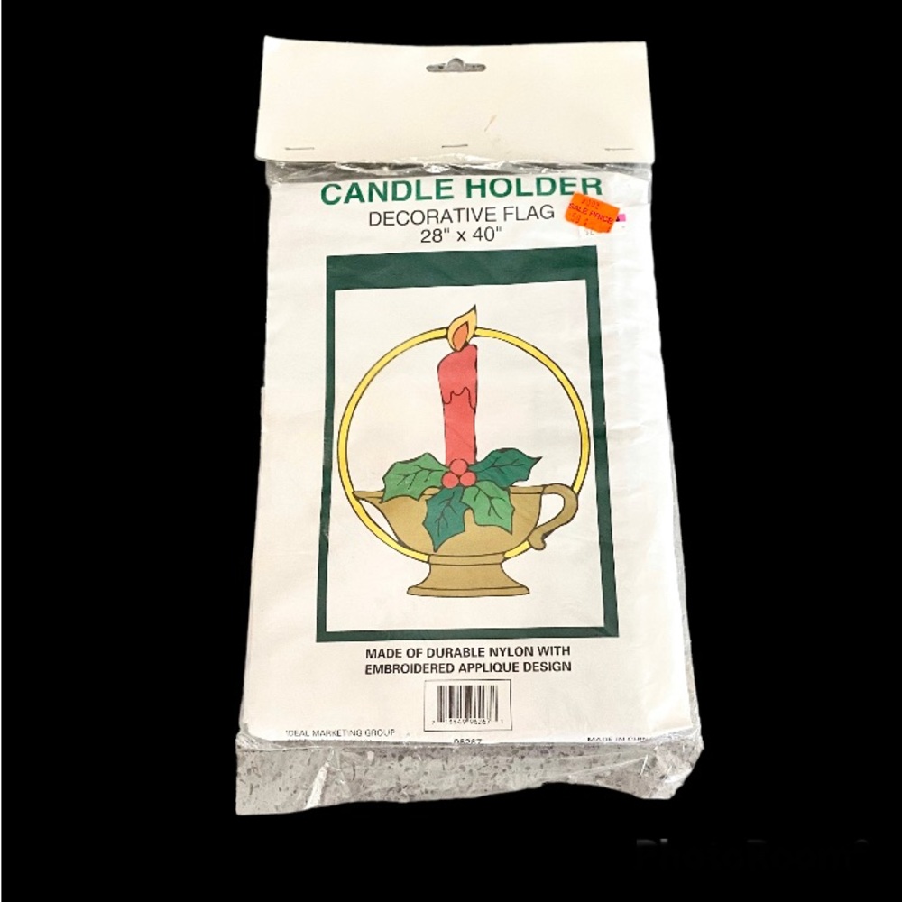 Christmas Vintage Flag Candle Holder for House Porch new in pkg